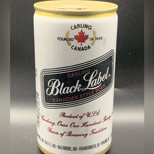 Vintage Beer Can Carling Canada Black Label Tab Empty White Can Aluminum